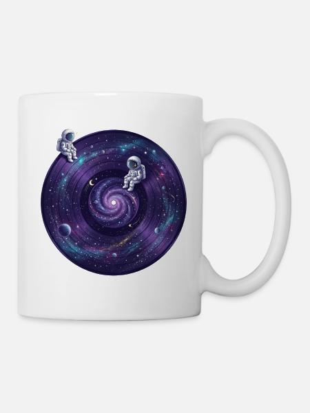 Galaxie-Schallplatte mit Astronauten - Tasse - Weiß