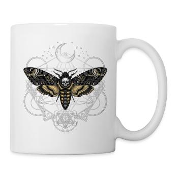 Totenkopfschwärmer mit Mond - Tasse - Weiß - Rechts