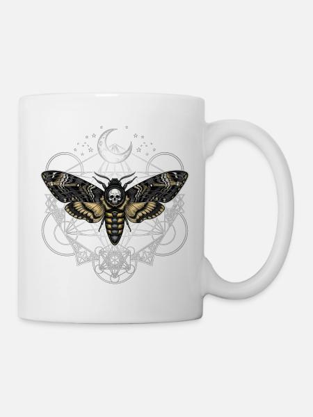 Totenkopfschwärmer mit Mond - Tasse - Weiß