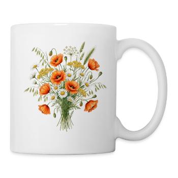 Wildblumenstrauß mit Mohn und Kamille - Tasse - Weiß - Rechts