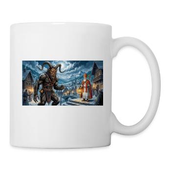 Nikolaus und Krampus beginnen eine dauerhafte Traditi - Tasse - Weiß - Rechts