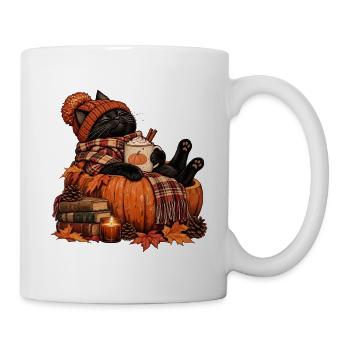 Katzenliebhaber Herbst Witzige Katze Design - Tasse - Weiß - Rechts
