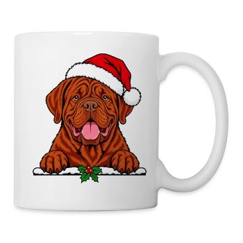 Bordeauxdogge mit Santa Hut - Tasse - Weiß - Rechts