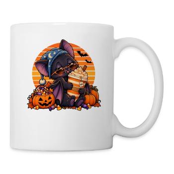 Halloween Fledermaus-Arzt mit Kaffee - Tasse - Weiß - Rechts