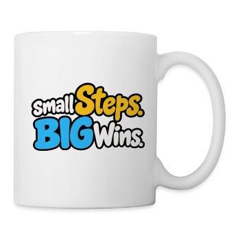 Small Steps Big Wins – Positives Motivationsdesign - Tasse - Weiß - Rechts