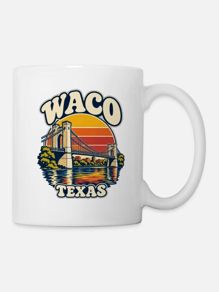 Waco Texas Sunset Bridge Retro - Tasse - Weiß