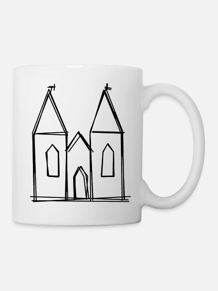 Kölner Dom handgezeichnet - Tasse - Weiß