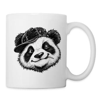 Frecher zwinkernder Panda Flachmütze Niedliche Tierkunst - Tasse - Weiß - Rechts