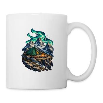 Hochgebirgslager unter einem Polarlichtbogen - Tasse - Weiß - Rechts