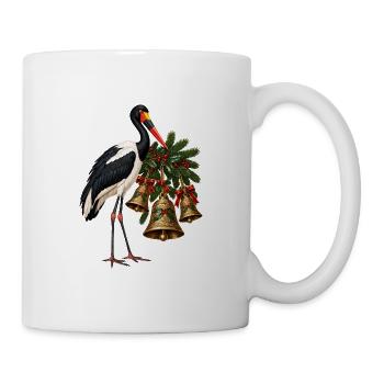 Sattelstorch an festlichen Weihnachtsglocken - Tasse - Weiß - Rechts
