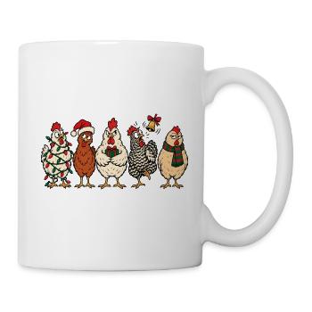 Christmas Chickens – Lustiger festlicher Comic - Tasse - Weiß - Rechts