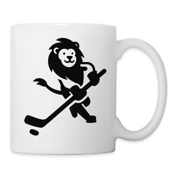 Löwe Wildkatze Eishockeyspieler Silhouette Minimal - Tasse - Weiß - Rechts