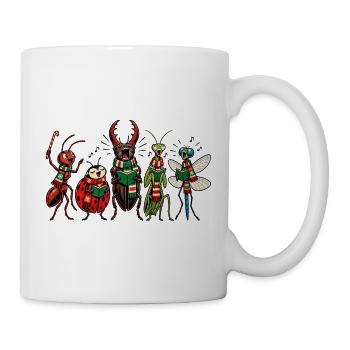 Christmas Bugs – Lustige, festliche Comic-Insektentruppe - Tasse - Weiß - Rechts