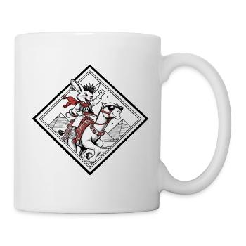 Bunny Punk: Wüstenhäschen auf Kamelritt - Tasse - Weiß - Rechts