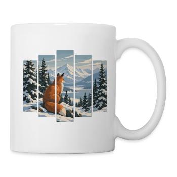 Fuchs im Winterwald - Verschneite Berglandschaft - Tasse - Weiß - Rechts