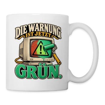 Warnung in Grün - Tasse - Weiß - Rechts