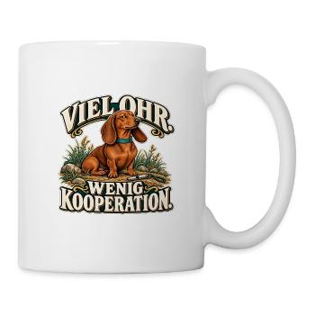 Dackel verhandelt - Tasse - Weiß - Rechts