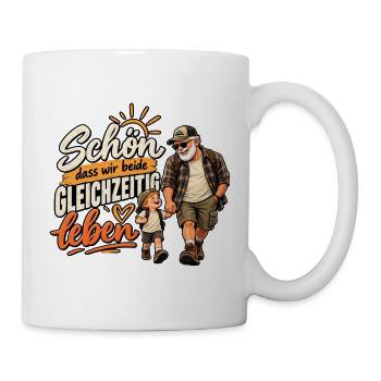 Schön, dass wir beide gleichzeitig leben – Opa - Tasse - Weiß - Rechts