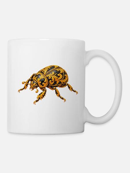 Barocker Goldkäfer Ornament - Tasse - Weiß
