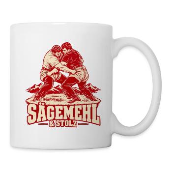 Sägemehl & Stolz – Schweizer Schwinger Retro - Tasse - Weiß - Rechts