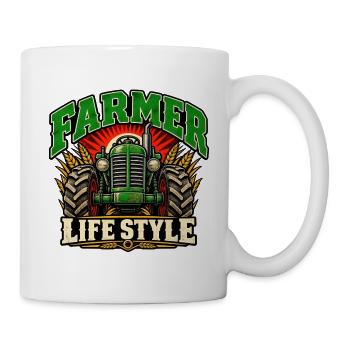 Farmer Life Style Traktor-Grafik - Tasse - Weiß - Rechts