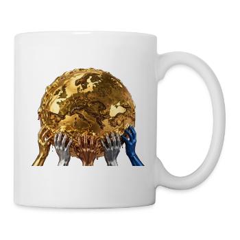 Goldene Erde zwischen verbundenen Händen - Tasse - Weiß - Rechts