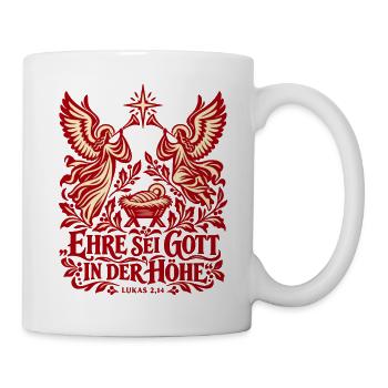 Ehre sei Gott in der Höhe Engel Krippe Lukas 2 - Tasse - Weiß - Rechts