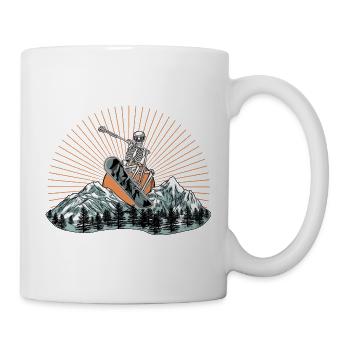 Skelett-Snowboarder über Berglandschaft - Tasse - Weiß - Rechts