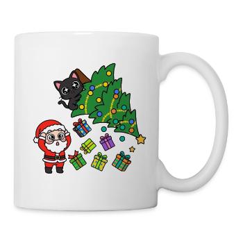 KatzenWeihnachtsbaum & Geschenke - Tasse - Weiß - Rechts