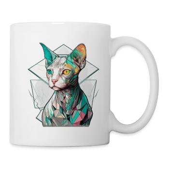 Sphynx Cat Bunter Cyberpunk Tokyo Mosaik - Tasse - Weiß - Rechts