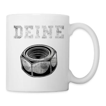 Deine Mutter Schraubenmutter Mechaniker Werkstatt - Tasse - Weiß - Rechts