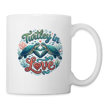 Turtley in Love – Verliebte Schildkröten im Meer - Tasse - Weiß - Rechts