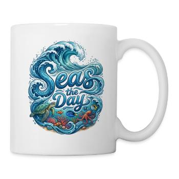 Sea the Day – Meereswellen und Meerestiere Design - Tasse - Weiß - Rechts