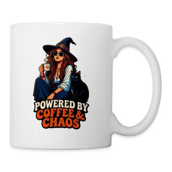 Kaffee Chaos Boho-Girl & Katze - Tasse - Weiß - Rechts