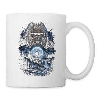 Bigfoot vor dem Mond Mondlicht mystischer Affe - Tasse - Weiß - Rechts