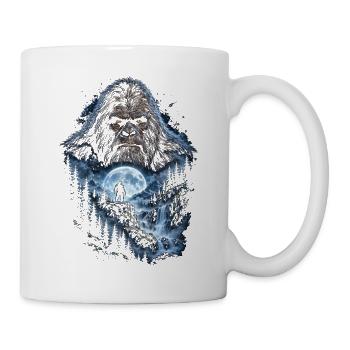 Bigfoot vor dem Mond Mondlicht mystischer Affe - Tasse - Weiß - Rechts