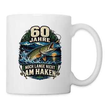 60 Jahre Angler – Noch lange nicht am Haken - Tasse - Weiß - Rechts