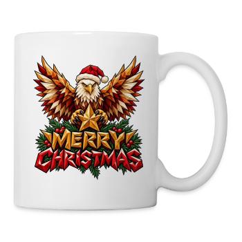 Merry Christmas Adler Weihnachten Low Poly Shirt - Tasse - Weiß - Rechts