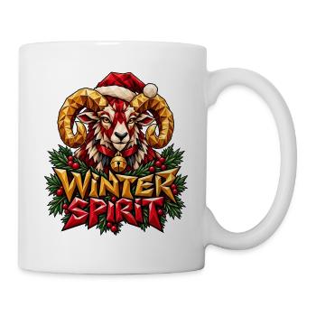 Winter Spirit Widder Weihnachten Low Poly Shirt - Tasse - Weiß - Rechts