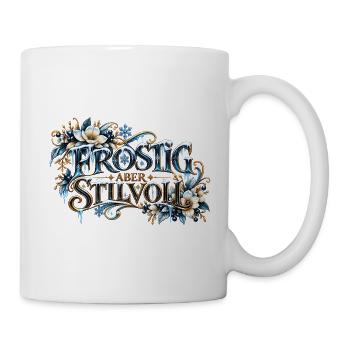 Frostig, aber stilvoll – Das eisige Winteremblem - Tasse - Weiß - Rechts