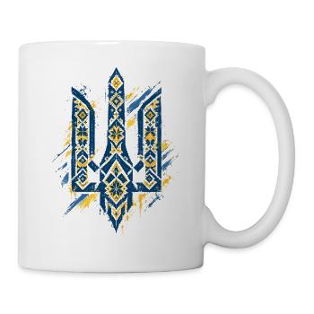 Ukraine Tryzub Vintage Stickmuster Vyshyvanka - Tasse - Weiß - Rechts