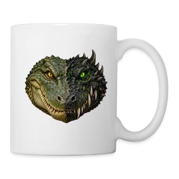 Halb Tier, halb Dämonenkrokodil – Fantastisches Reptil - Tasse - Weiß - Rechts