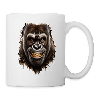Gorilla mit goldenem Lächeln – Urbaner Stil - Tasse - Weiß - Rechts