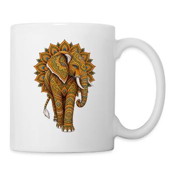 Mandala Elefant Zen Spirituell Yoga - Tasse - Weiß - Rechts