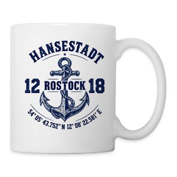 Hansestadt Rostock - Ostsee - MV - Anker - maritim - Tasse - Weiß - Rechts