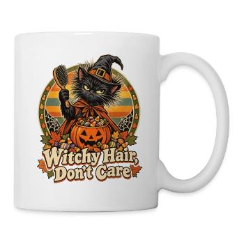 Halloween Hexenkatze Witchy Hair Spruch - Tasse - Weiß - Rechts
