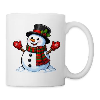 Schneemann mit Schal und Mütze - Tasse - Weiß - Rechts