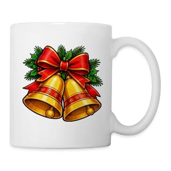 Weihnachtsglocken mit Schleife - Tasse - Weiß - Rechts
