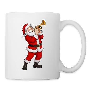 Santa Trompete im Weihnachtsglanz - Tasse - Weiß - Rechts