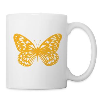 Orangener Schmetterling Silhouette - Tasse - Weiß - Rechts